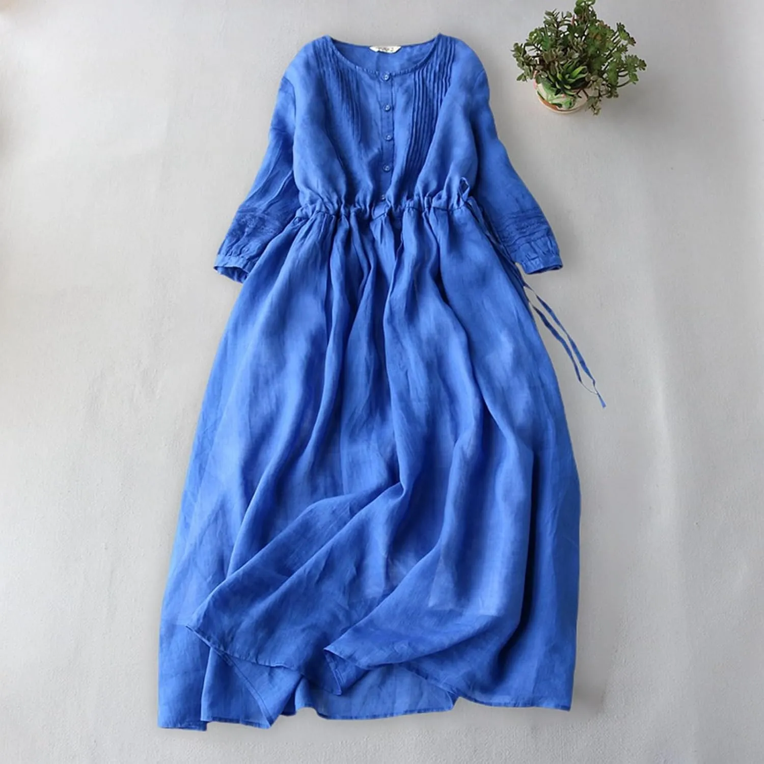 Sundresses for Women 2024 Waist up Slim 5/4 Sleeve Rundneck Casual Dress Summer Dresses for Women Golf Dresses for Women