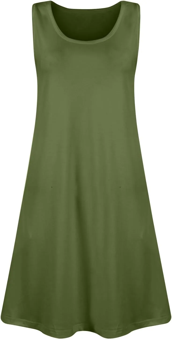 Sundresses for Women 2025 Vacation Summer Tank Dress with Pockets U Neck Sleeveless Frocks with Pockets