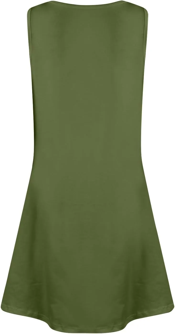 Sundresses for Women 2025 Vacation Summer Tank Dress with Pockets U Neck Sleeveless Frocks with Pockets