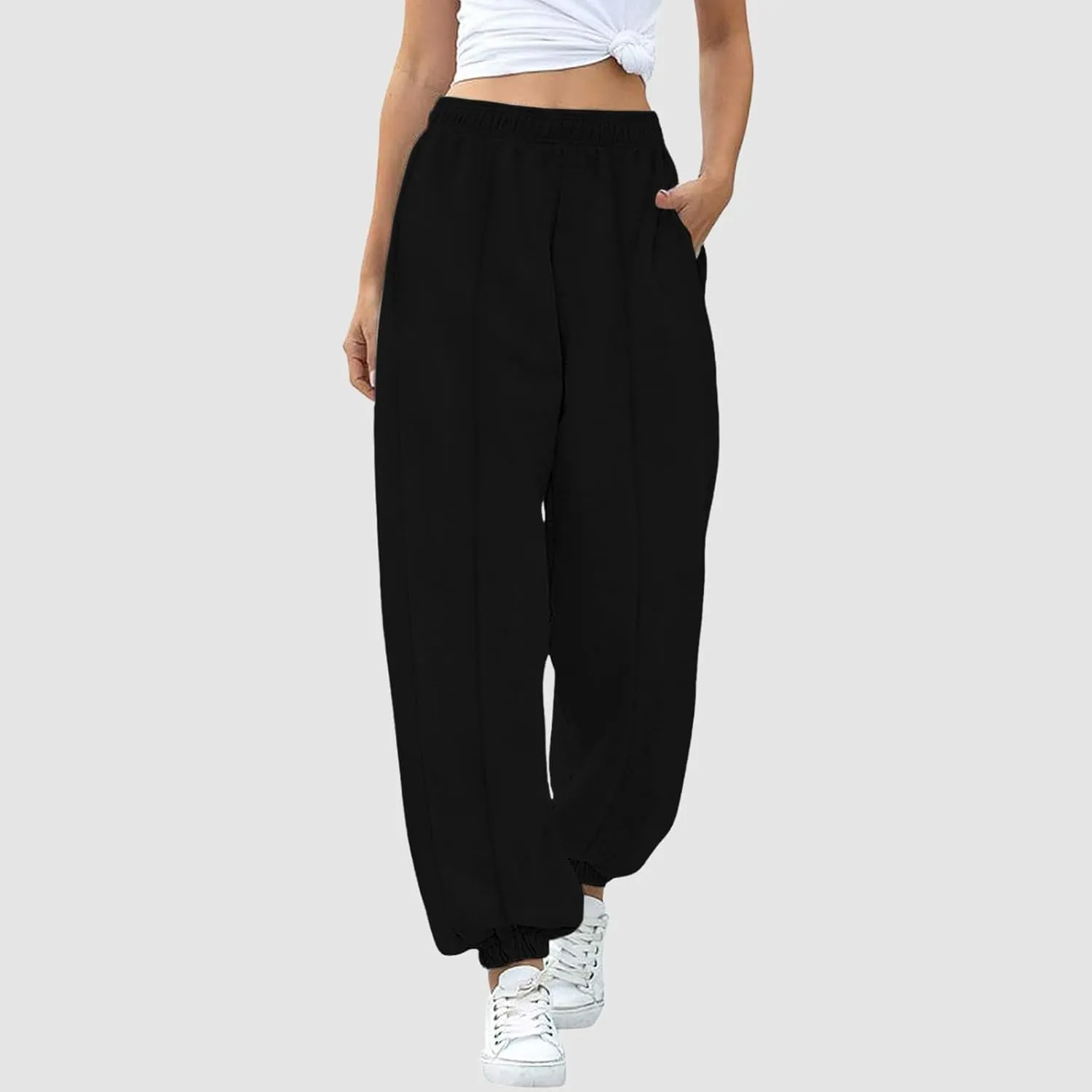 Sweatpants Women High Waisted Sweatpants Workout Active Joggers Pants Baggy Lounge Bottoms Cinch Bottom Sweatpants