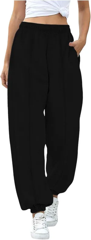 Sweatpants Women High Waisted Sweatpants Workout Active Joggers Pants Baggy Lounge Bottoms Cinch Bottom Sweatpants