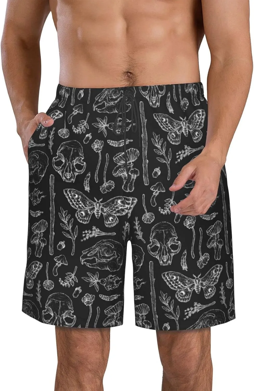 SWEET TANG Men's Soft Short Pants Breathable Beachwear Loose Shorts with Pockets