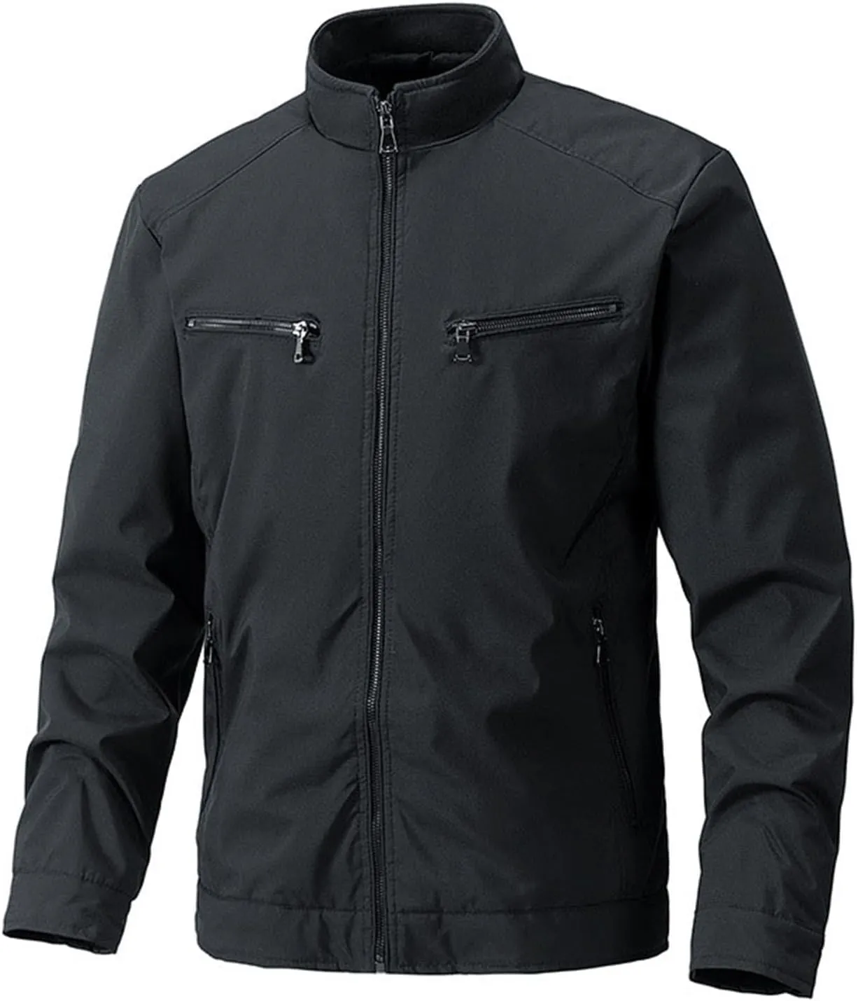 Tactical Jacket for Men Lightweight Softshell Jacket Zip Up Long Sleeve Stand Collar Bomber Jacket Winter Warm Coat