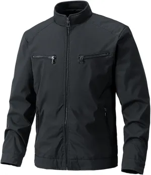 Tactical Jacket for Men Lightweight Softshell Jacket Zip Up Long Sleeve Stand Collar Bomber Jacket Winter Warm Coat