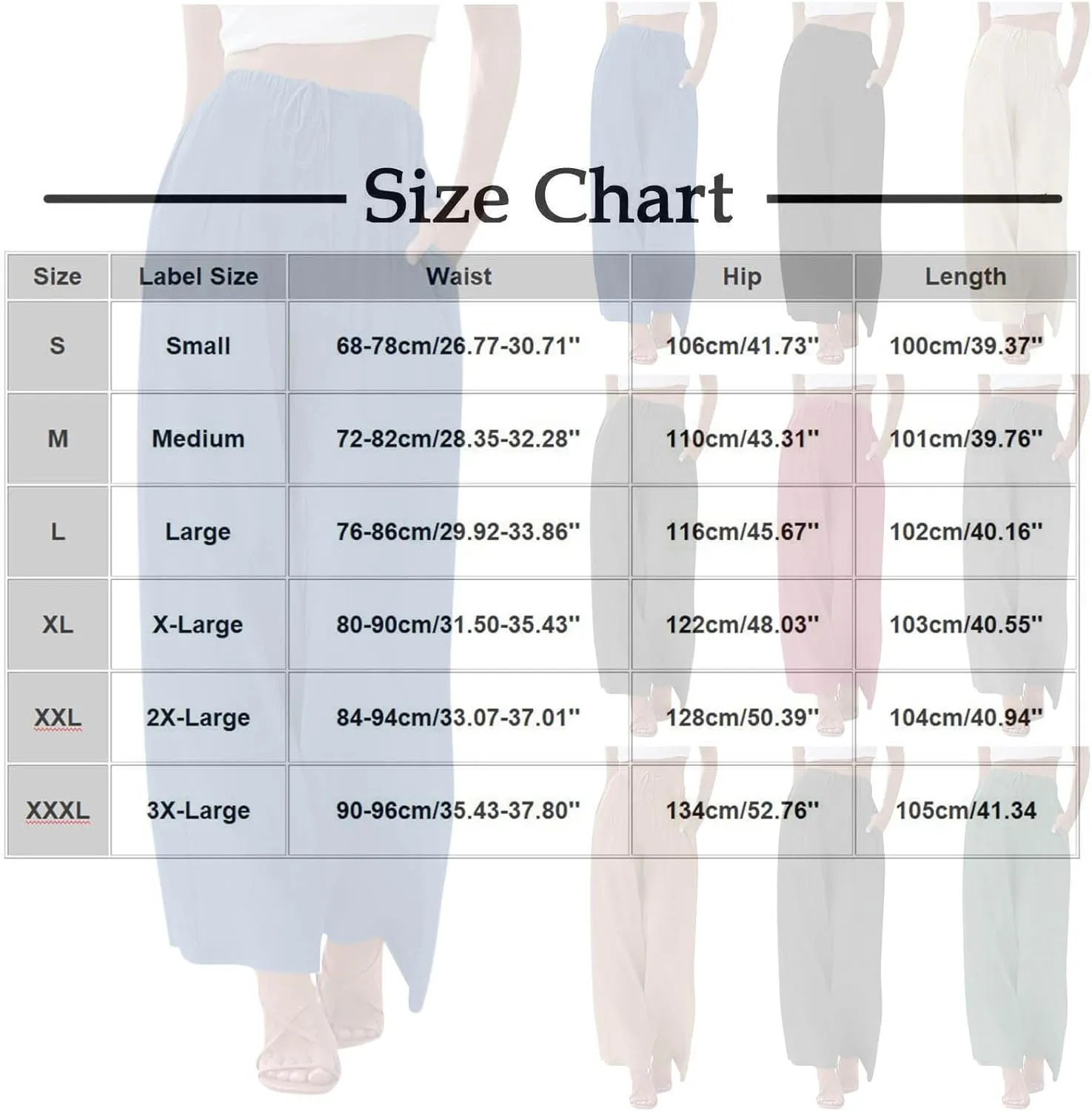 TANGNADE Women's Pants High Elastic Waisted Plus Size Wide Leg Trouser with Pockets Summer Casual Beach Flowy Pant