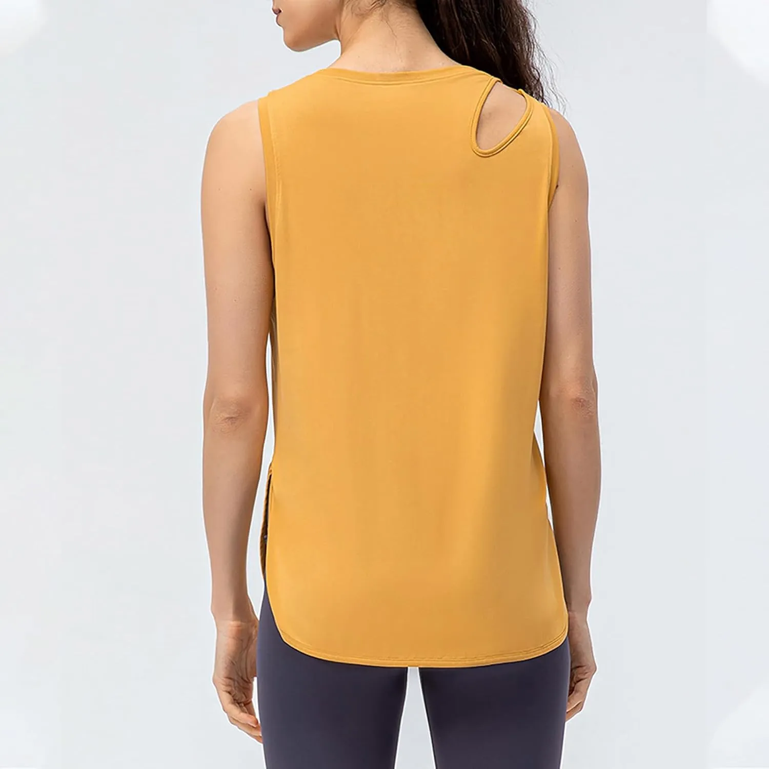 Tank Tops for Women Sleeveless Scoop Neck Fashion Top Loose Fit Side Slit Hem Shirts Summer Beach Vacation Clothes