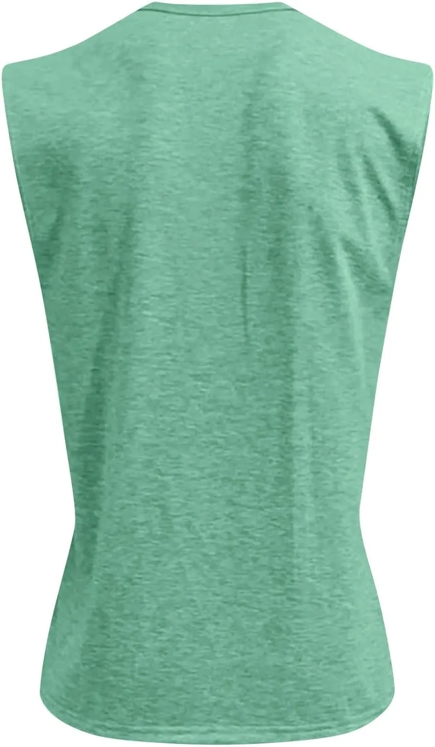 Tank Tops Men Henley Shirts for Men Sleeveless Muscle Gym Workout Running Beach Summer Vintage Button Down Tank Tops
