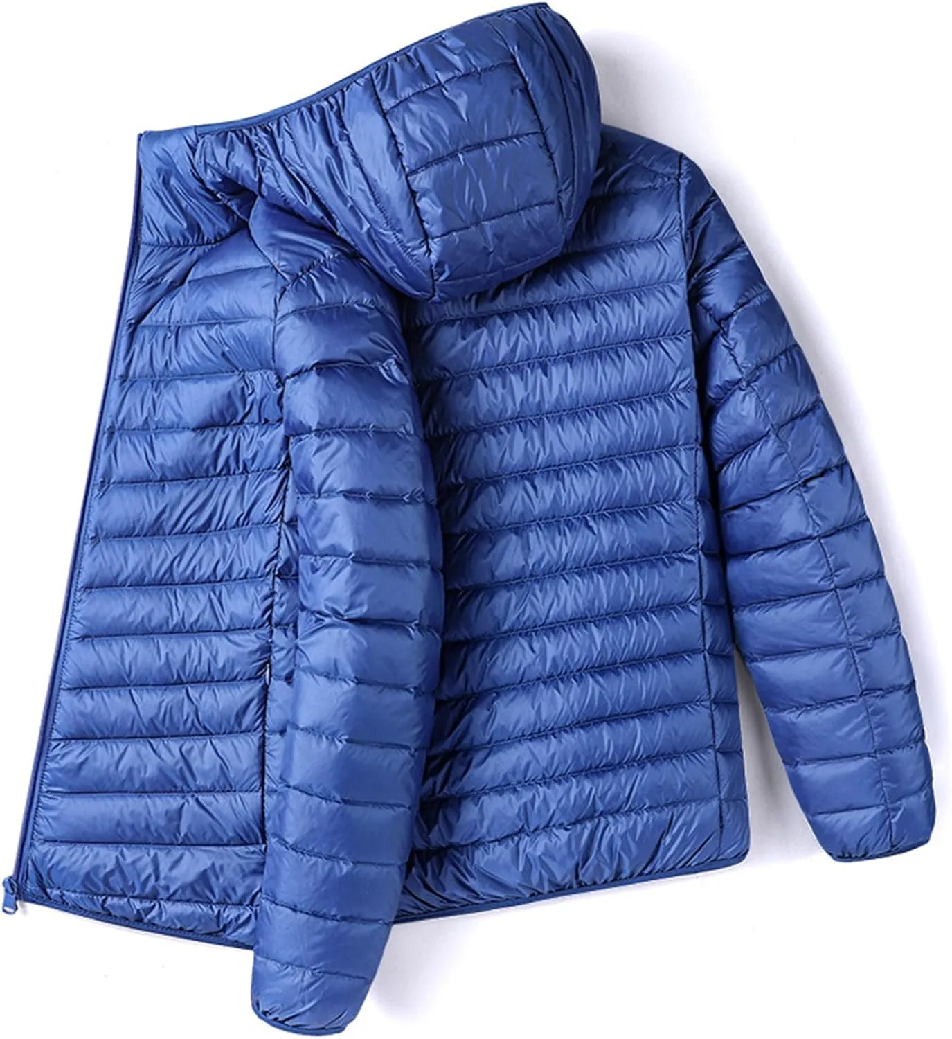 Thatrich Mens Hooded Winter Jacket Oversized Lightweight Puffer Jacket Quilted Down Coat Outdoor Overcoat Warm Outwear Coats