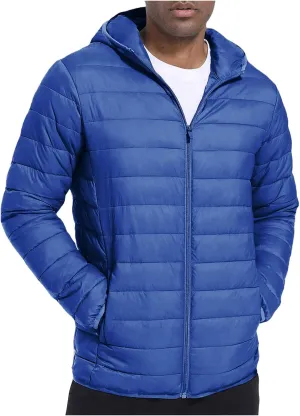 Thatrich Mens Hooded Winter Jacket Oversized Lightweight Puffer Jacket Quilted Down Coat Outdoor Overcoat Warm Outwear Coats