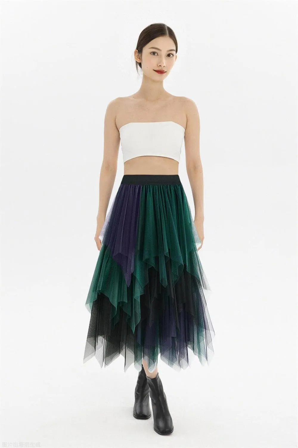 Tulle Skirts for Women Midi Long Fairy Skirt Tutu A-Line Mesh Layered High Elastic Waist Halloween Skirts