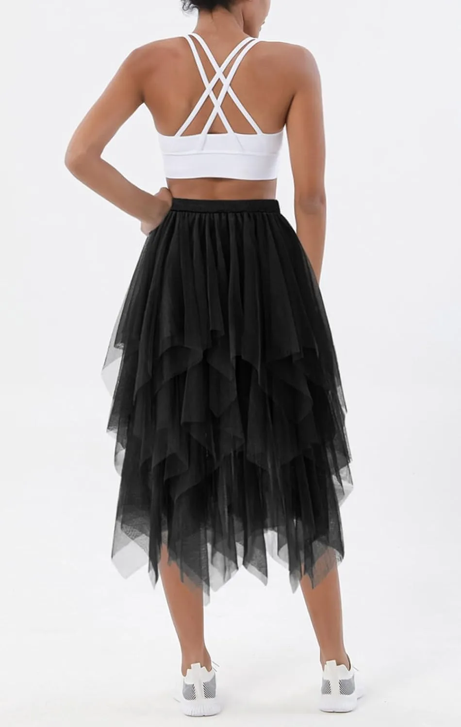 Tulle Skirts for Women Midi Long Tutu Skirt A-Line Mesh Layered Fairy Trendy High Elastic Waist Halloween Skirts
