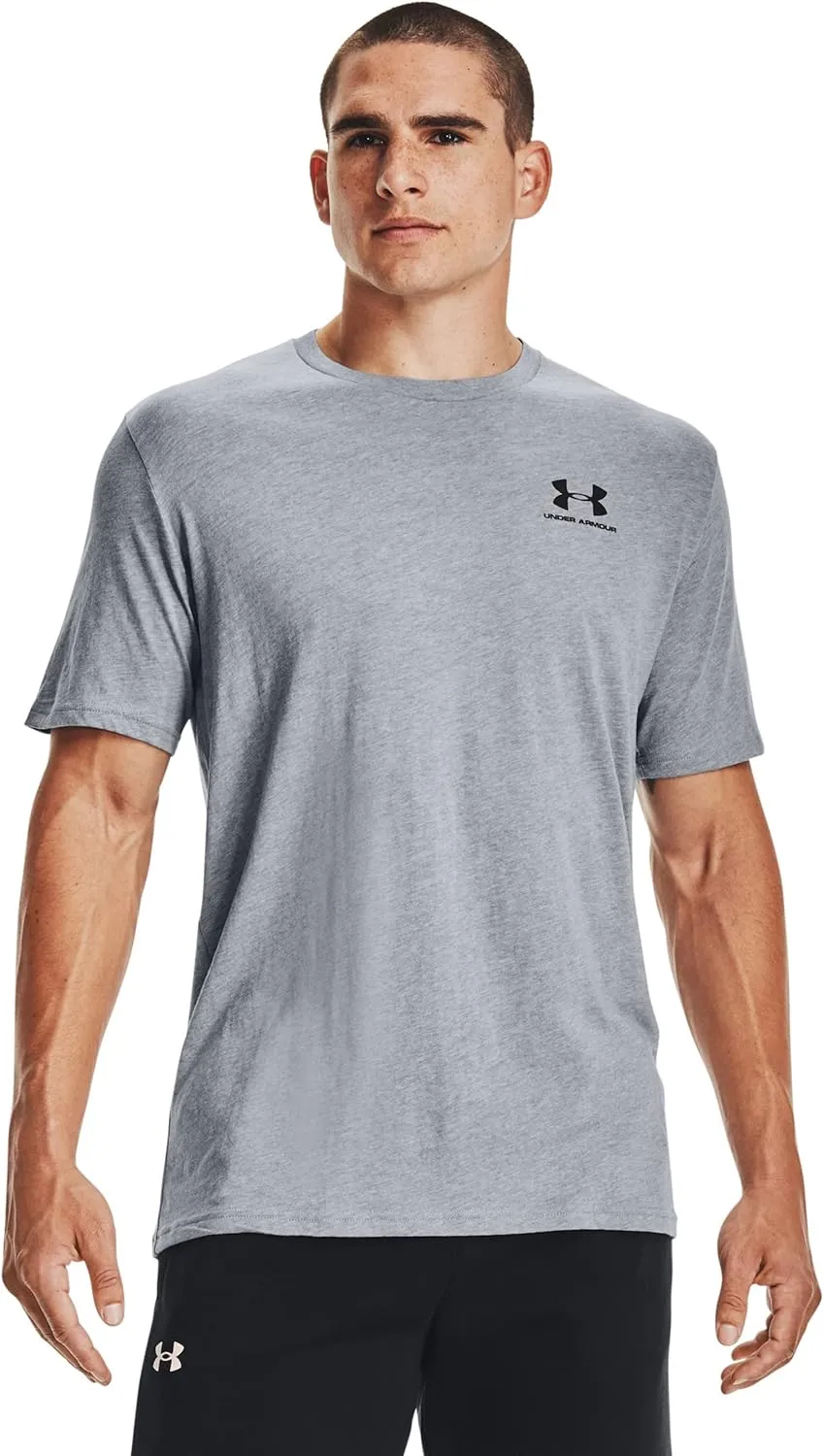 Under Armour Men's Sportstyle Left Chest Short-Sleeve T-Shirt , Steel Light Heather (036)/Black , X-Large