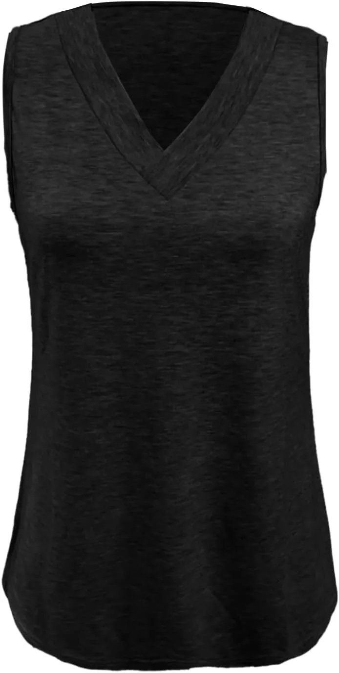 V Neck Tank Tops Women Casual Sleeveless Loose Fit Basic Fashion 2025 Summer Shirts