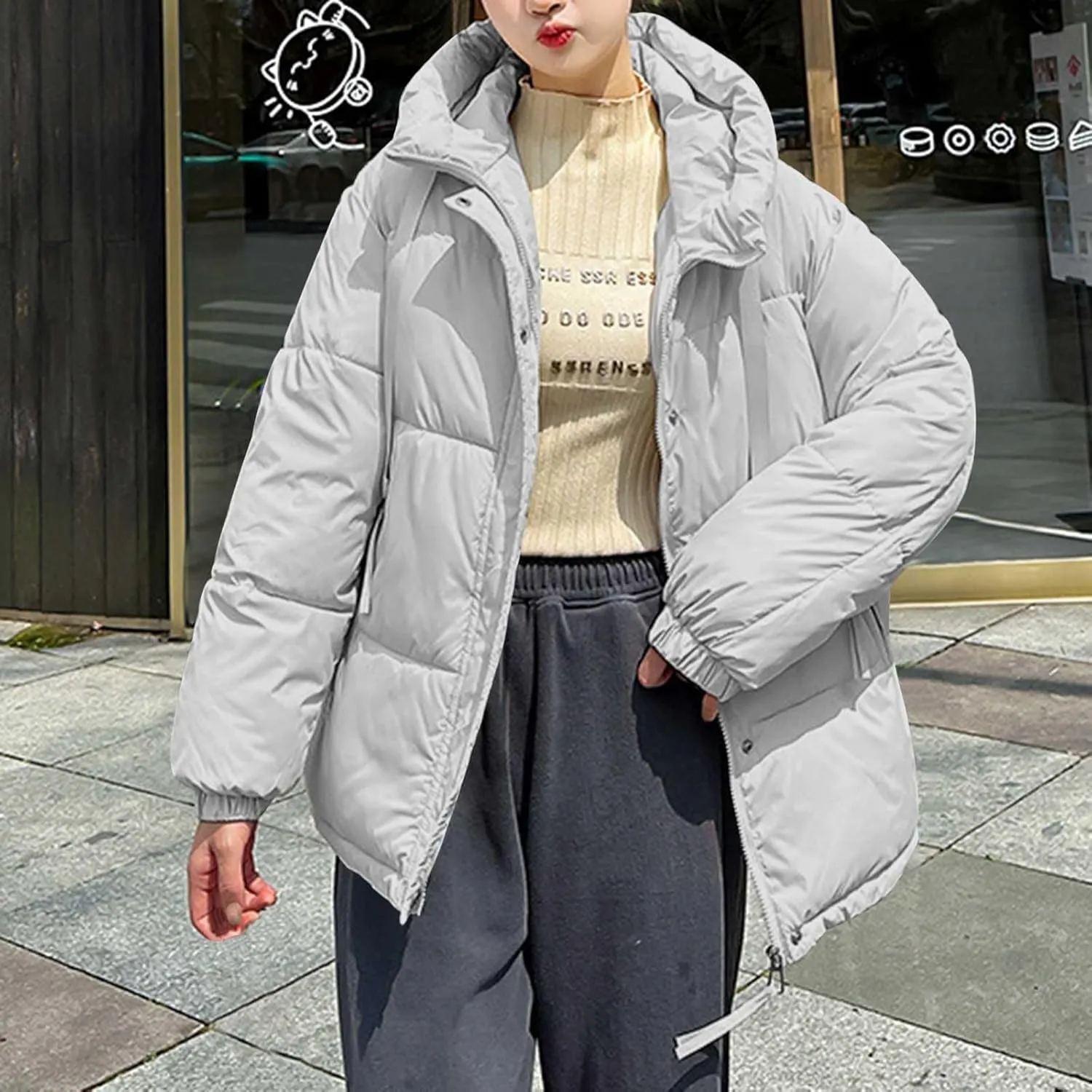 Warm Winter Coats for Women 2024 Trendy Loose Hooded Puffer Jacket Down Coat Puffy Wadded Jackets Overcoat