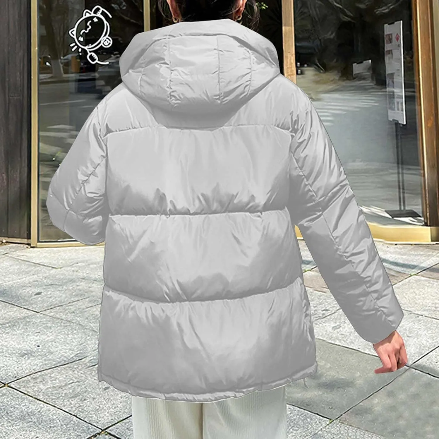 Warm Winter Coats for Women 2024 Trendy Loose Hooded Puffer Jacket Down Coat Puffy Wadded Jackets Overcoat