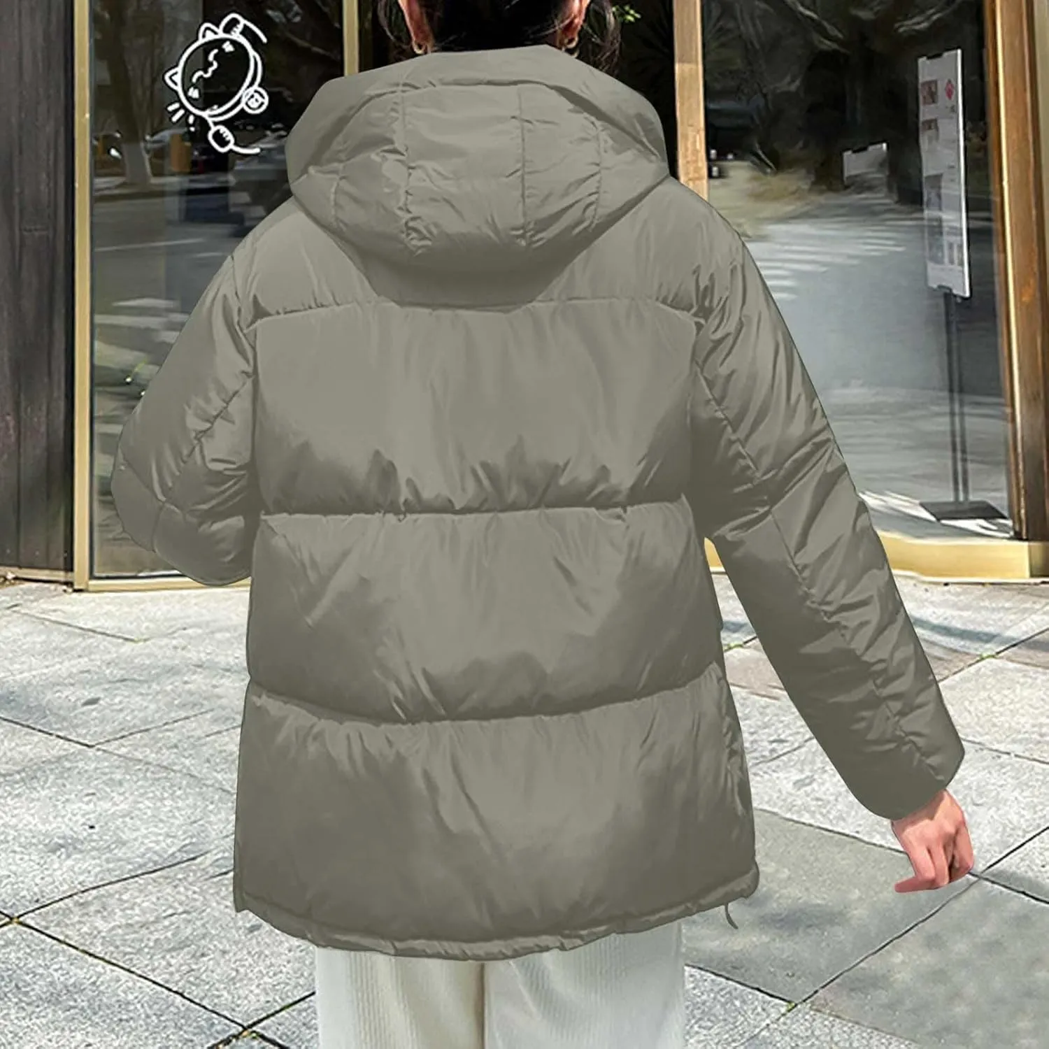 Warm Winter Coats for Women 2024 Trendy Loose Hooded Puffer Jacket Down Coat Puffy Wadded Jackets Overcoat