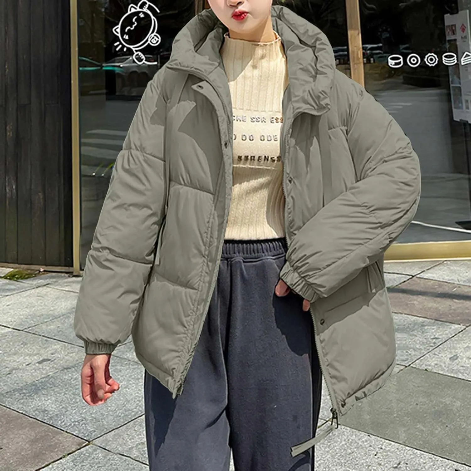 Warm Winter Coats for Women 2024 Trendy Loose Hooded Puffer Jacket Down Coat Puffy Wadded Jackets Overcoat