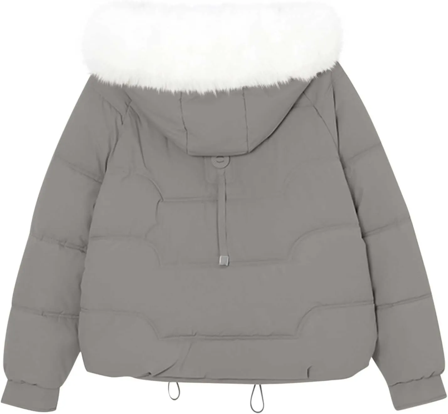 Warm Winter Coats for Women 2025 Trendy Plain Fur Hooded Puffer Jacket Down Coat Zipper Puffy Bread Jackets