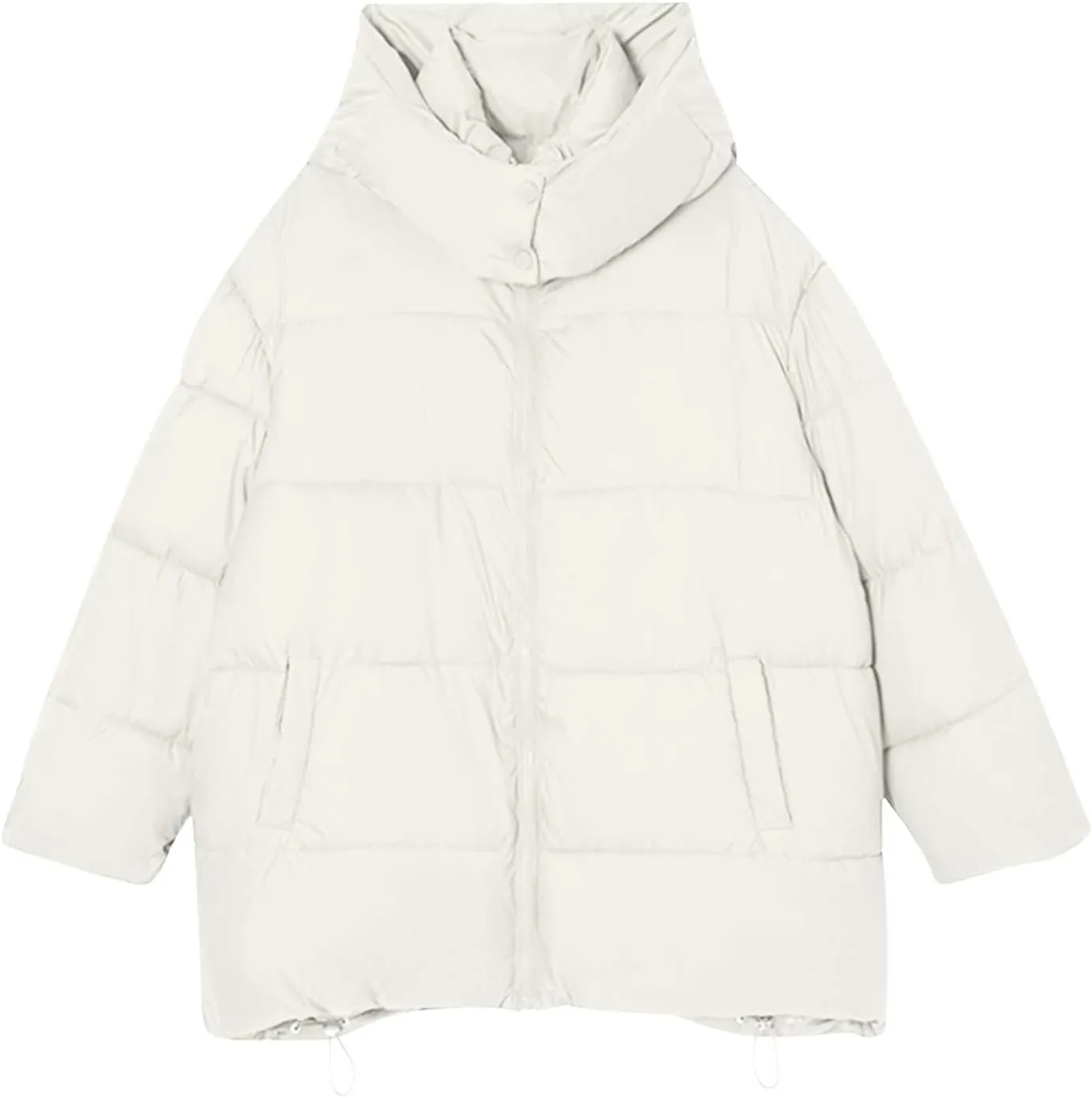 Warm Winter Coats for Women 2025 Trendy Solid Color Hooded Puffer Jacket Down Coat Zipper Puffy Bread Jackets