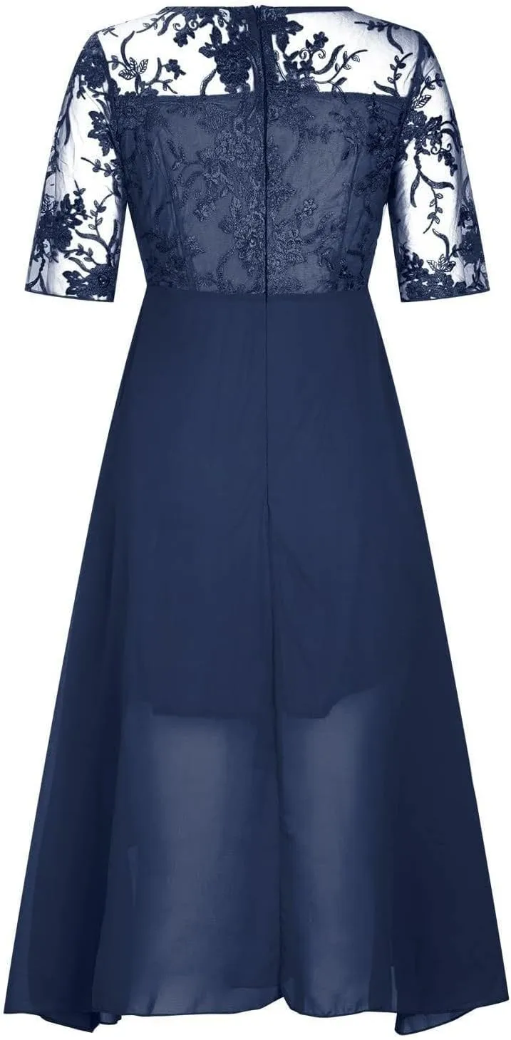 Wedding Guest Dresses for Women V Neck Short Sleeve Elegant Lace Party Gowns 2025 Summer A-line Formal Dress