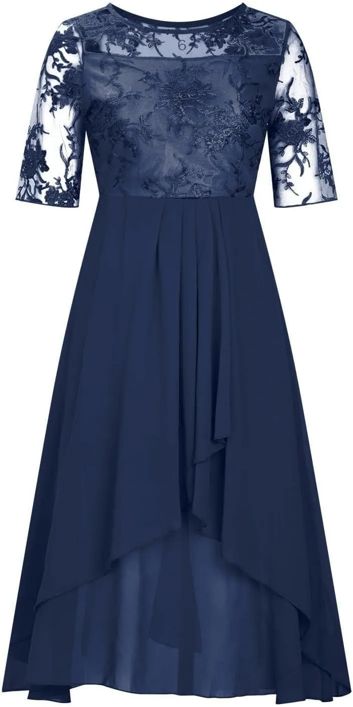 Wedding Guest Dresses for Women V Neck Short Sleeve Elegant Lace Party Gowns 2025 Summer A-line Formal Dress