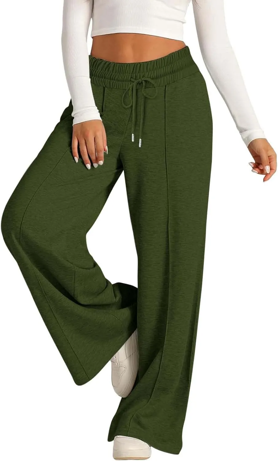 Wide Leg Sweatpants Women Drawstring Loose Sweat Pants High Waisted Baggy Lounge Pants with Pockets