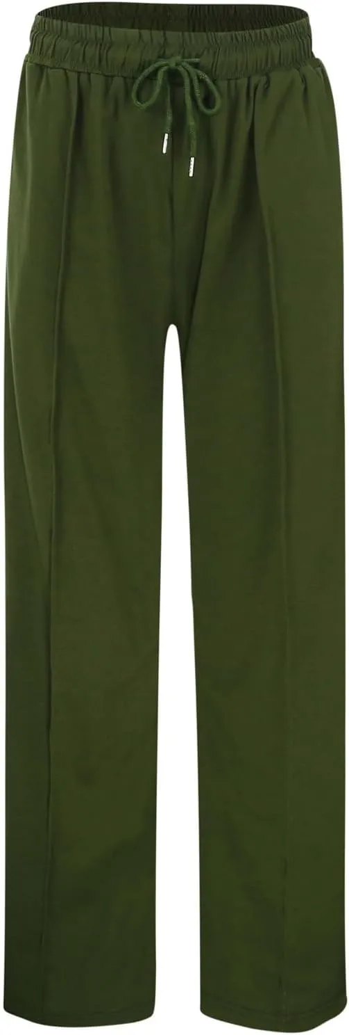 Wide Leg Sweatpants Women Drawstring Loose Sweat Pants High Waisted Baggy Lounge Pants with Pockets