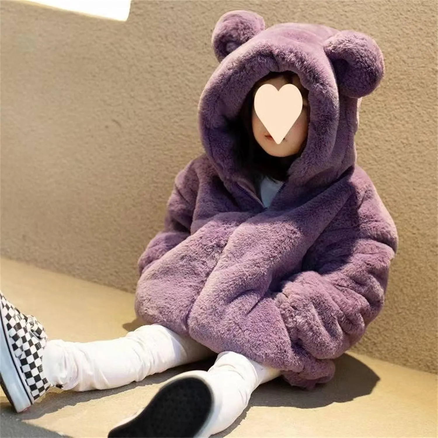 Winter Coats for Girls 4t Baby Fleece Hooded Jacket Cute Hoodie Cotton Coat Winter Warm Bear Ear Jacket with Streamers