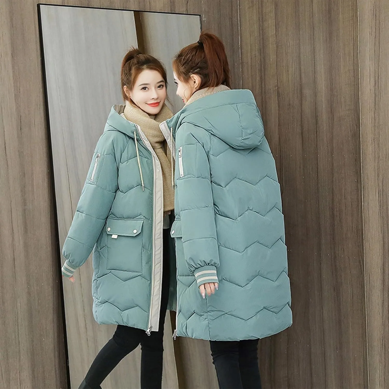 Winter Coats For Women 2024 Long Down Puffer Parka Jacket Winter Down Hooded Long Quilted Puffer Ladies Outerwear