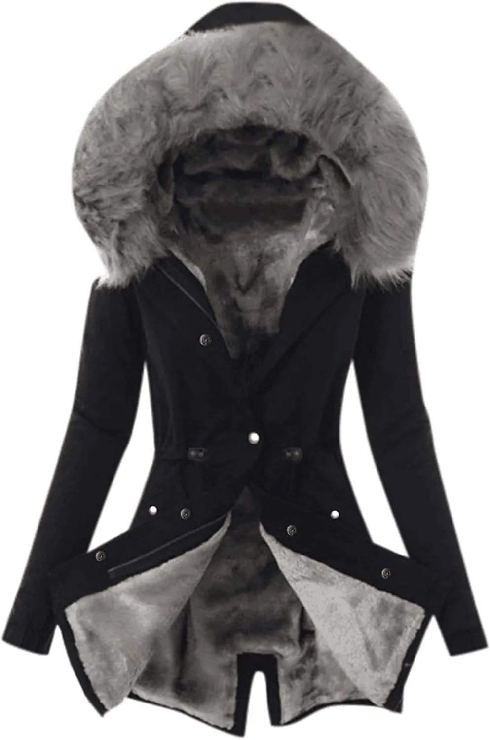 Winter Coats for Women Warm Lamb Wool Coat Mid Length Sherpa Thick Jackets with Hood Parka Jacket