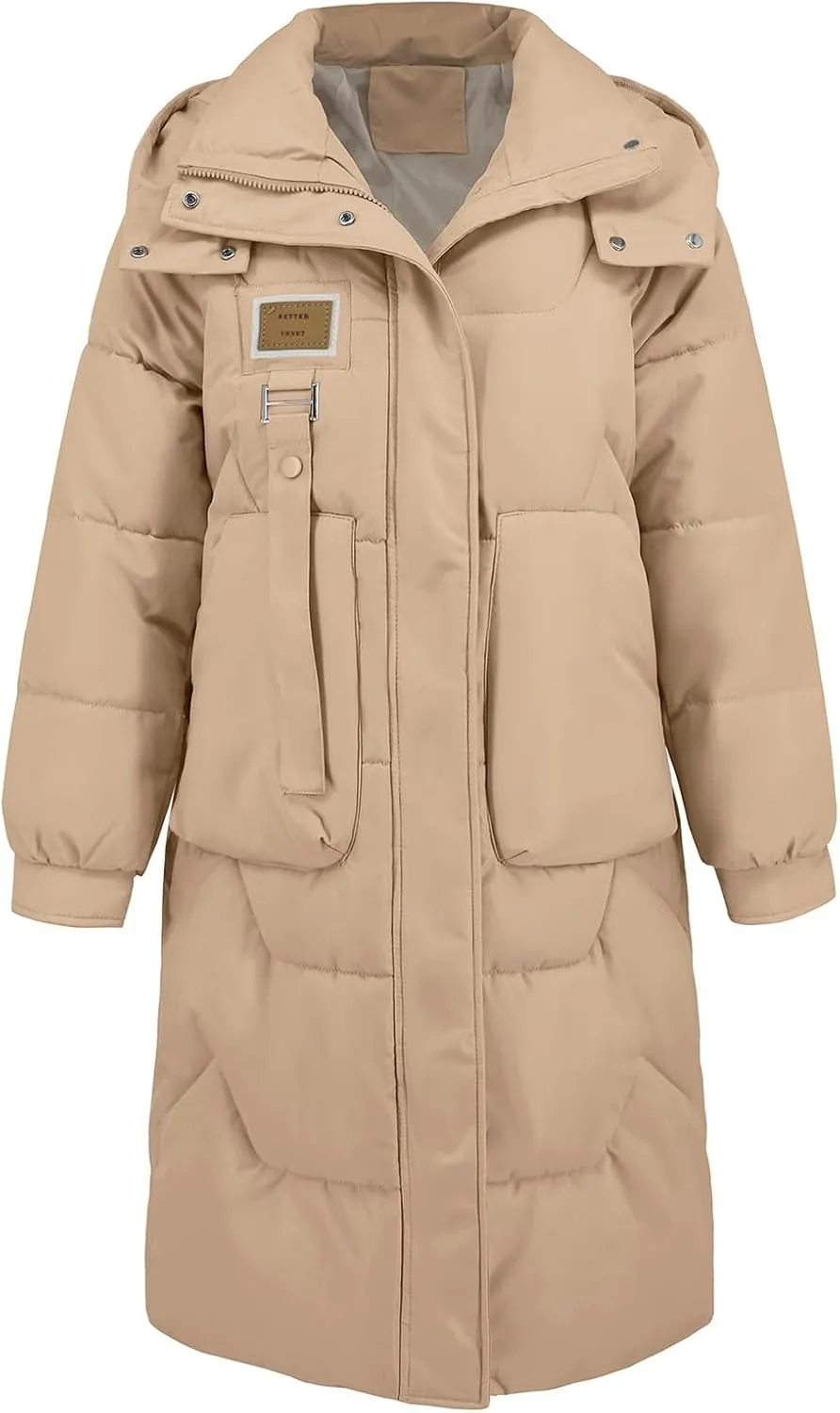 Winter Down Jacket Coat for Women Winter Long Puffer Hooded Zip Up Thickened Down Jackets Trendy Clothes Outerwear