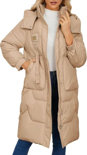 Winter Down Jacket Coat for Women Winter Long Puffer Hooded Zip Up Thickened Down Jackets Trendy Clothes Outerwear