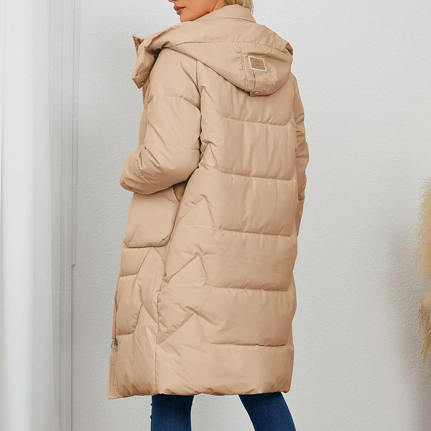 Winter Down Jacket Coat for Women Winter Long Puffer Hooded Zip Up Thickened Down Jackets Trendy Clothes Outerwear