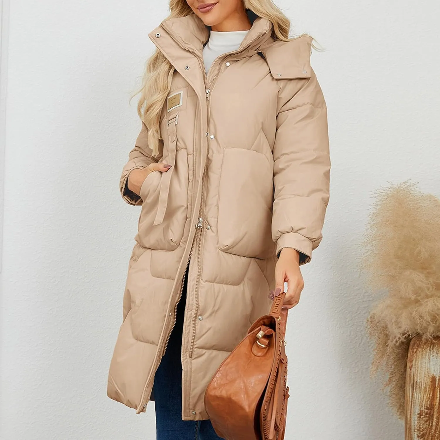 Winter Down Jacket Coat for Women Winter Long Puffer Hooded Zip Up Thickened Down Jackets Trendy Clothes Outerwear