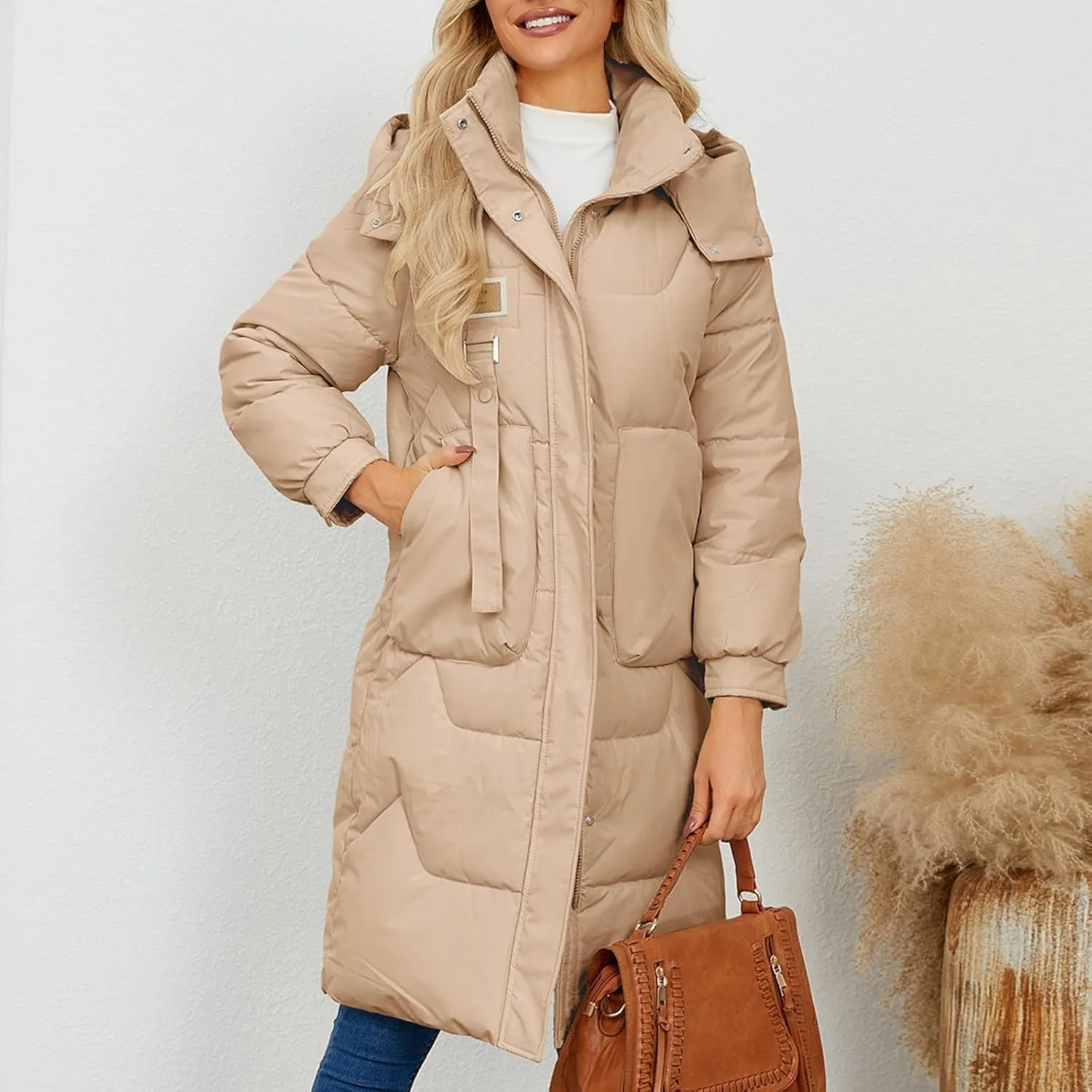 Winter Down Jacket Coat for Women Winter Long Puffer Hooded Zip Up Thickened Down Jackets Trendy Clothes Outerwear