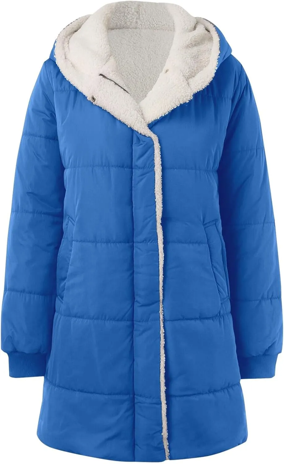 Winter Warm Coats for Women Warm Down Jacket Sherpa Fleece Lined Long Hooded Puffer Jacket Winter Fashion Clothes