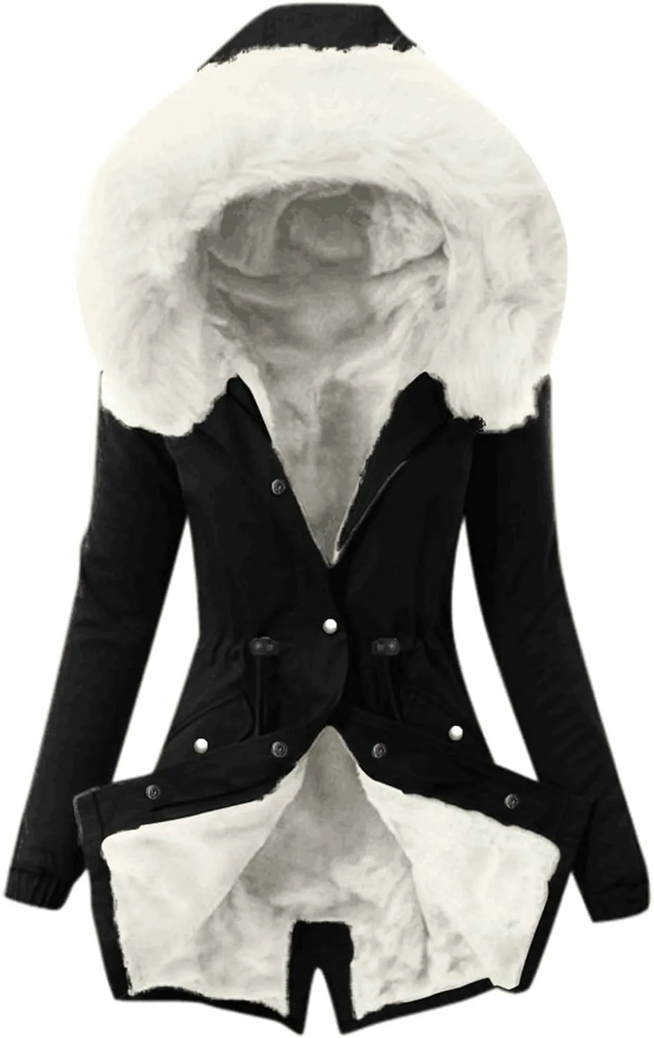 Winter Warm Parka Jacket Lapel Collar Long Sleeve Jacket Vintage Thicken Coat Jacket Warm Hooded Thick Padded