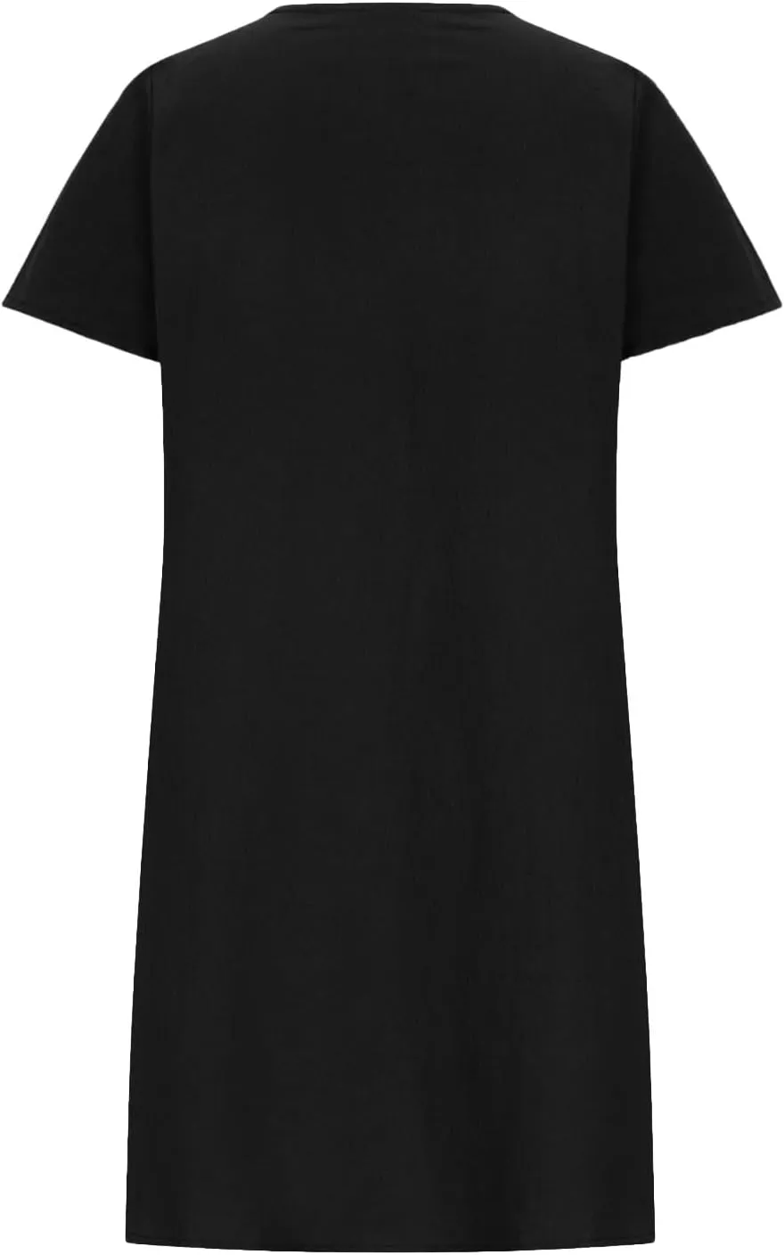 Women Cotton Linen Dresses Crew Neck Short Sleeve Pleated Front Stripe Printed Knee Length Loose Fit Summer Dress
