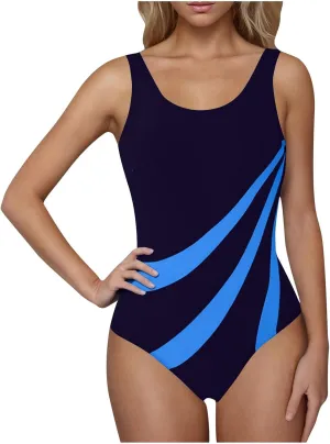 Women One Piece Swimsuits Tummy Control Racerback Sports Slimming Bathing Suits Full Coverage Modest Swimwear