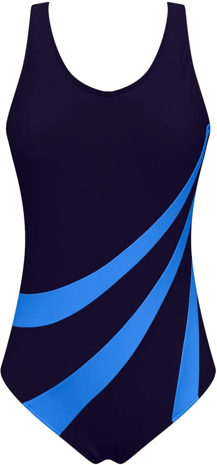 Women One Piece Swimsuits Tummy Control Racerback Sports Slimming Bathing Suits Full Coverage Modest Swimwear