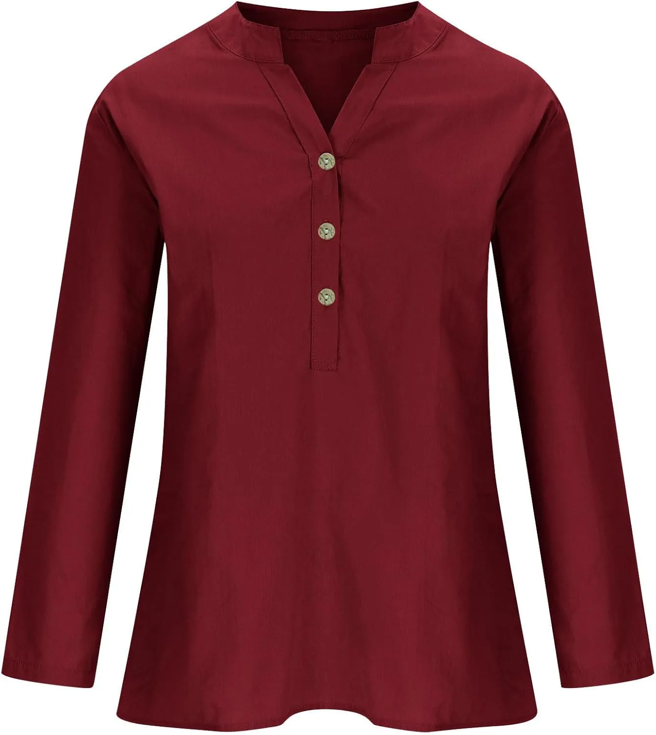 Women Short Sleeve Cotton Linen Shirt Casual Crew Neck Trendy Dressy T Shirt Buttons Loose Fit Summer Tee Top