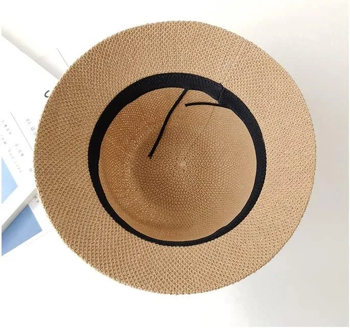 Women Straw Cloche Sun Hat Foldable Summer Sun UV Protection Short Brim Belt Buckle Cap