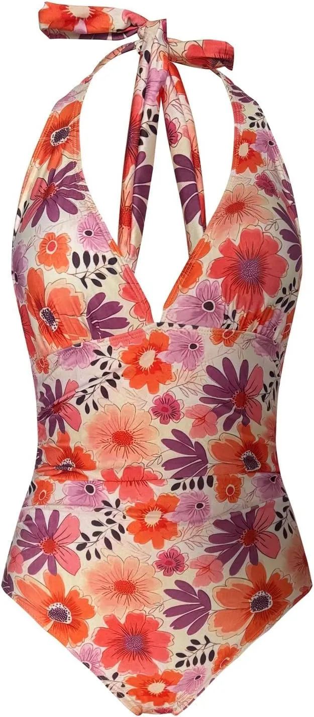 Women's 1 Piece Swimsuit Women's Slanted Shoulder Hollow 1 Piece Swimsuit Swimsuit V
