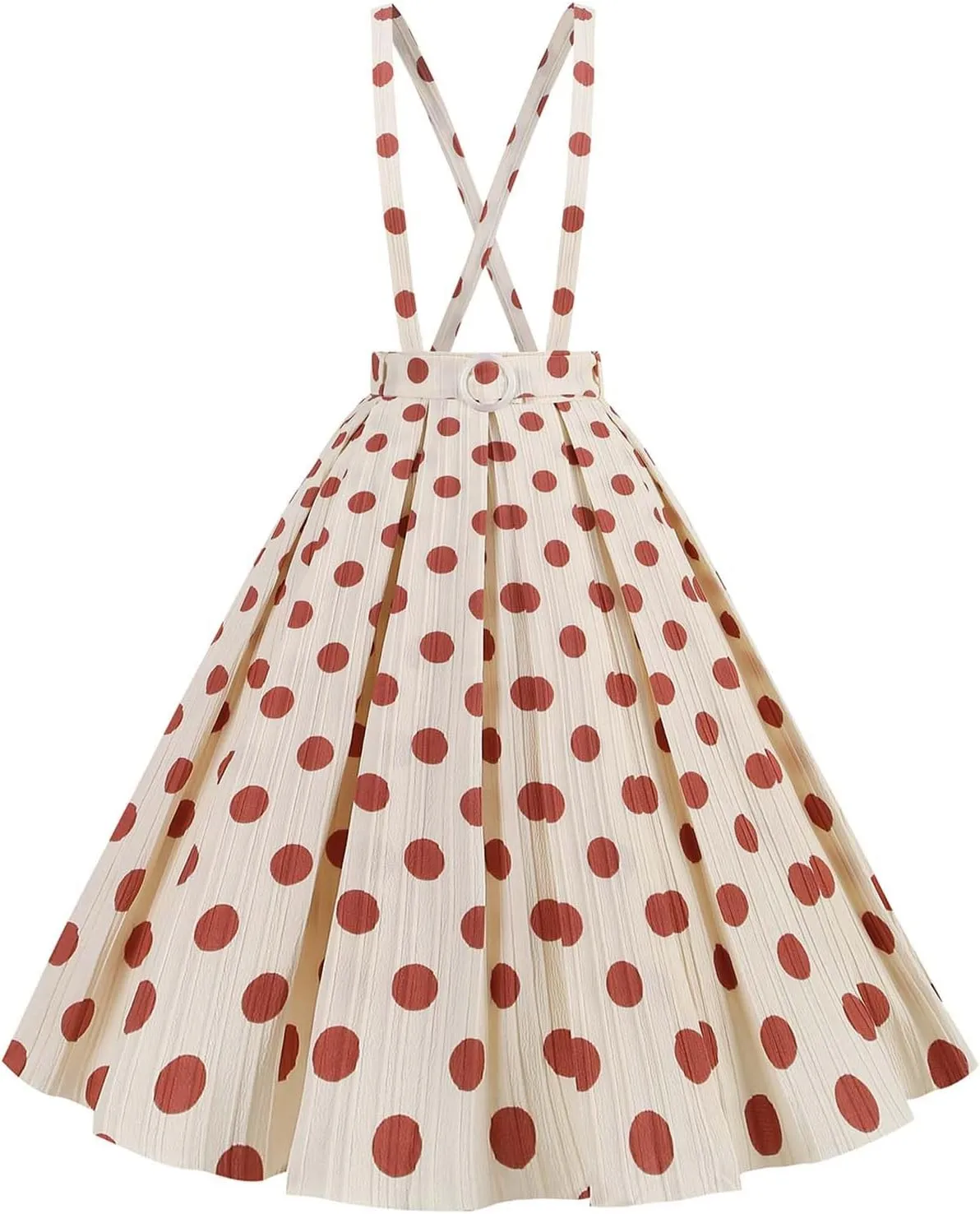 Womens 1950s Vintage High Waist Skirts Audrey Hepburn Style Tea Party A-Line Swing Dress Retro Strapy Skirt