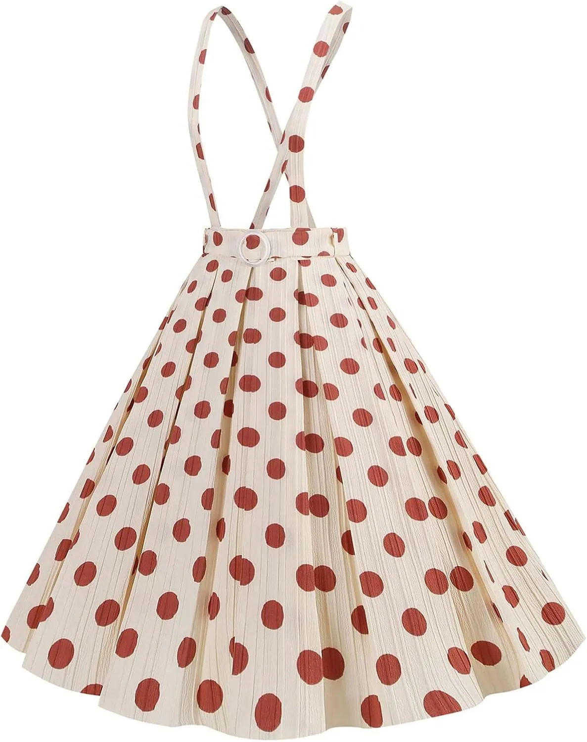 Womens 1950s Vintage High Waist Skirts Audrey Hepburn Style Tea Party A-Line Swing Dress Retro Strapy Skirt