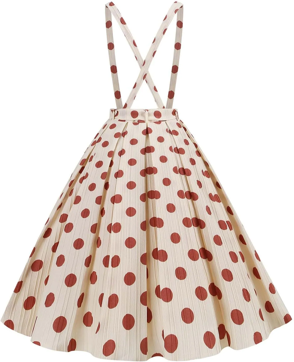 Womens 1950s Vintage High Waist Skirts Audrey Hepburn Style Tea Party A-Line Swing Dress Retro Strapy Skirt