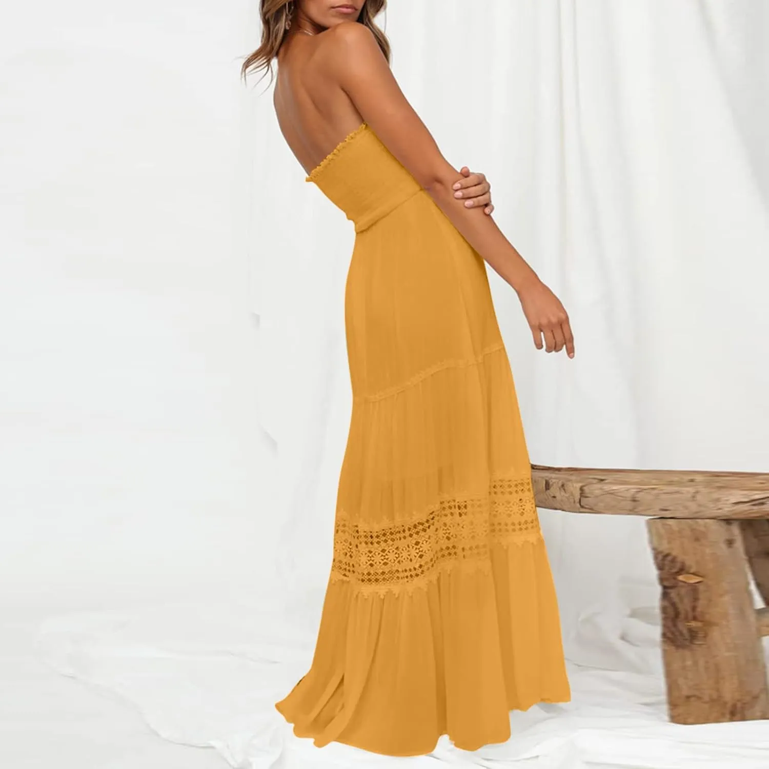 Women's 2025 Summer Dress Off Shoulder Sleeveless Wedding Guest Dresses Casual A Line Flowy Long Maxi Sundress