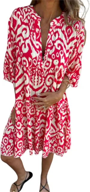 Women's Beach Cover Ups Sundress Casual V Neck Short Sleeve Boho Floral Print Flowy Maxi Summer Dresses