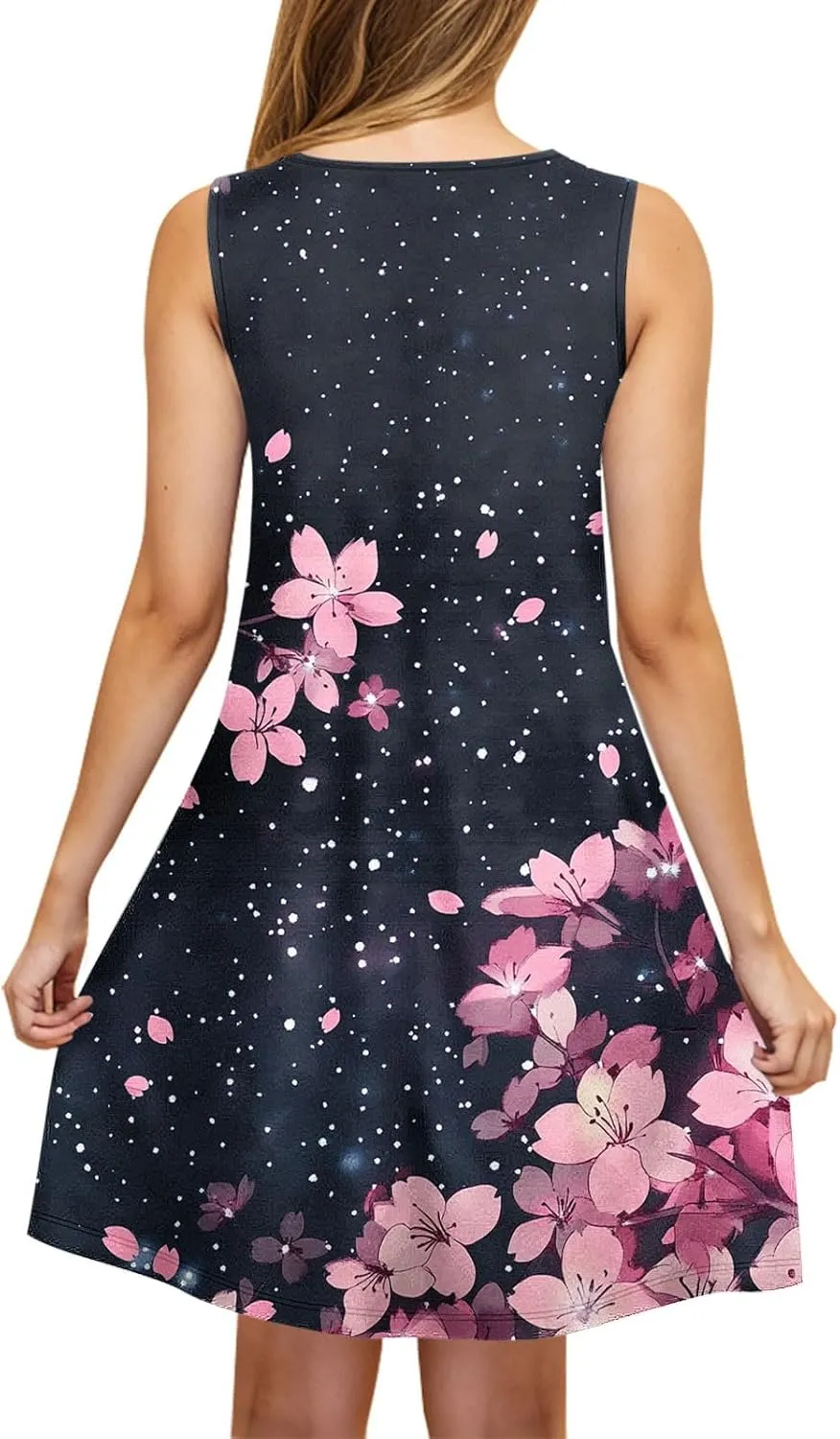 Women's Beach Dresses Loose Swimsuit Cover Ups Sleeveless Vacation Dresses Flowy Mini Dress Print Casual Dresses