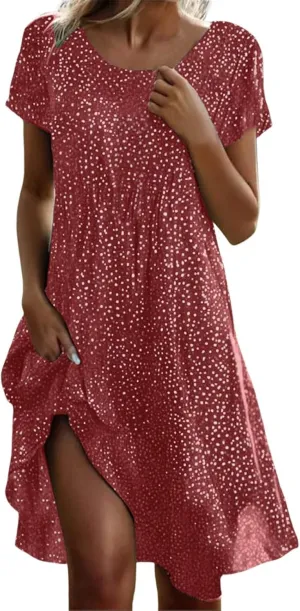 Women's Boho Floral Dress 2025 Summer V Neck Short Sleeve High Waist Hawaiian Maxi Dresses Beach Midi Sundress
